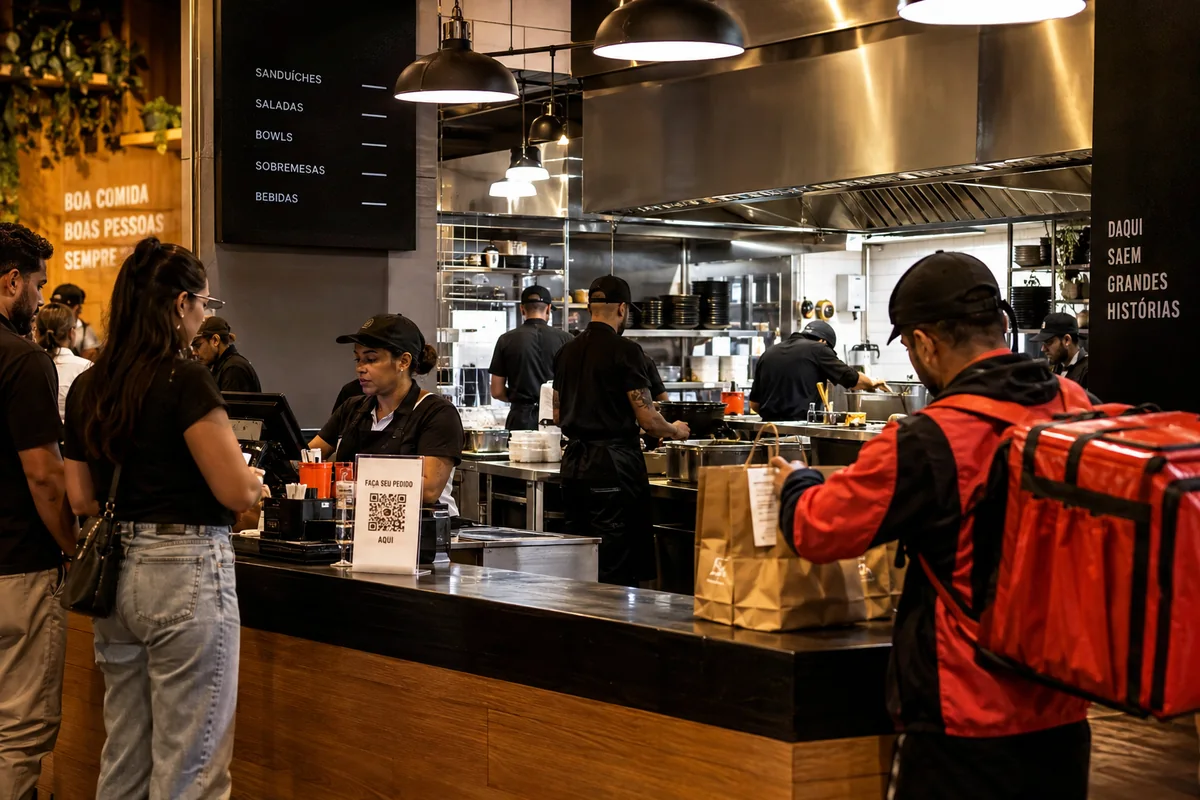 Hub de pedidos consolidando canais de venda de um restaurante